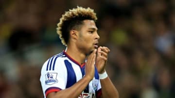 NORWICH, ENGLAND - SEPTEMBER 23: Serge Gnabry of West Bromwich Albion during the Capital One Cup Third Round match between Norwich City and West Bromwich Albion at Carrow Road on September 23, 2015 in Norwich, England. (Photo by Stephen Pond/Getty Images)