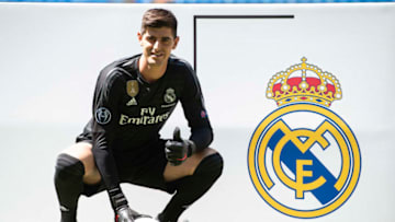 Thibaut Courtois during his presentation as new Real Madrid Goalkeeper at Santiago Bernabéu Stadium in Madrid, Spain. August 09, 2018. (Photo by Borja B. Hojas /COOLMedia/NurPhoto via Getty Images)