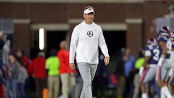 OXFORD, MISSISSIPPI - NOVEMBER 24: Head coach Lane Kiffin of the Mississippi Rebels looks on before the game against the Mississippi State Bulldogs at Vaught-Hemingway Stadium on November 24, 2022 in Oxford, Mississippi. (Photo by Justin Ford/Getty Images)