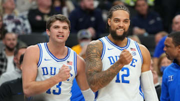 Duke basketball forwards Theo John and Joey Baker (Stephen R. Sylvanie-USA TODAY Sports)