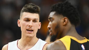 Tyler Herro #14 of the Miami Heat in action during a game against the Utah Jazz(Photo by Alex Goodlett/Getty Images)