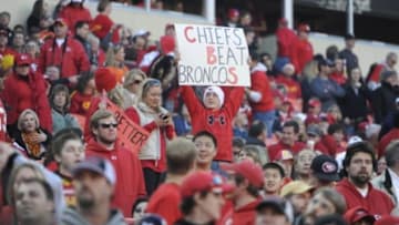 Dec 1, 2013; Kansas City, MO, USA; Kansas City Chiefs fans before the game against the Denver Broncos at Arrowhead Stadium. Denver won the game 35-28. Mandatory Credit: John Rieger-USA TODAY Sports