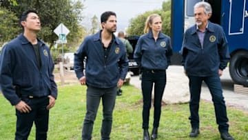 "Ghost"-- Following a series of fatal shootings, the BAU team travels to Des Plaines, Ill. to investigate what appears to be a copycat serial killer. Their efforts are thrown off track when members of the BAU are targeted, on CRIMINAL MINDS, Wednesday, Jan. 29 (9:00-10:00 PM, ET/PT) on the CBS Television Network. Pictured (L-R): Daniel Henney as Matt Simmons, Adam Rodriguez as Luke Alvez, A.J. Cook as Jennifer "JJ" Jareau, and Joe Mantegna as David Rossi Photo: Cliff Lipson/CBS ©2019 CBS Broadcasting, Inc. All Rights Reserved