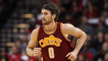 Jan 15, 2016; Houston, TX, USA; Cleveland Cavaliers forward Kevin Love (0) during the game against the Houston Rockets at Toyota Center. Mandatory Credit: Troy Taormina-USA TODAY Sports