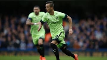 Manchester City Norwegian-Kosovar midfielder Bersant Celina runs with the ball during the English FA Cup fifth round football match between Chelsea and Manchester City at Stamford Bridge in London on February 21, 2016. / AFP / ADRIAN DENNIS / RESTRICTED TO EDITORIAL USE. No use with unauthorized audio, video, data, fixture lists, club/league logos or 'live' services. Online in-match use limited to 75 images, no video emulation. No use in betting, games or single club/league/player publications. / (Photo credit should read ADRIAN DENNIS/AFP/Getty Images)