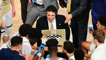 ATLANTA, GA - JANUARY 9: Head Coach Josh Pastner of the Georgia Tech Yellow Jackets speaks during a timeout against the Virginia Tech Hokies at McCamish Pivilion on January 9, 2019 in Atlanta, Georgia. (Photo by Scott Cunningham/Getty Images)