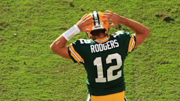 TAMPA, FLORIDA - OCTOBER 18: Aaron Rodgers #12 of the Green Bay Packers reacts after being tackled by Antoine Winfield Jr. #31 of the Tampa Bay Buccaneers just short of the goal line during the first quarter at Raymond James Stadium on October 18, 2020 in Tampa, Florida. (Photo by Mike Ehrmann/Getty Images)