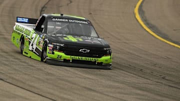 NEWTON, IOWA - JUNE 16: Brett Moffitt, driver of the #24 Destiny Homes Smart Series Chevrolet, drives during the NASCAR Gander Truck Series M&M's 200 Presented by Casey's General Store at Iowa Speedway on June 16, 2019 in Newton, Iowa. (Photo by Stacy Revere/Getty Images)