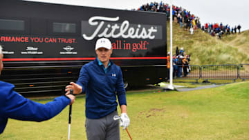 Jordan Spieth prepares to play his third shot from the practice range on the 13th hole during the final round of the 146th Open Championship at Royal Birkdale on July 23, 2017 in Southport, England. (Photo by Stuart Franklin/Getty Images)