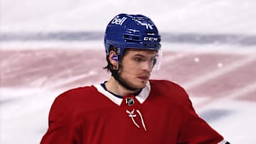 Apr 3, 2021; Montreal, Quebec, CAN; Montreal Canadiens center Jake Evans. Mandatory Credit: Jean-Yves Ahern-USA TODAY Sports