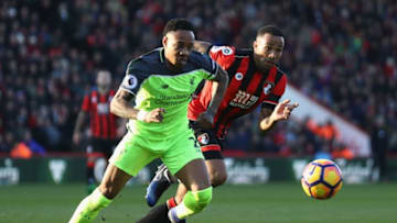 BOURNEMOUTH, ENGLAND - DECEMBER 04: Nathaniel Clyne of Liverpool evades Callum Wilson of AFC Bournemouth during the Premier League match between AFC Bournemouth and Liverpool at Vitality Stadium on December 4, 2016 in Bournemouth, England. (Photo by Bryn Lennon/Getty Images)