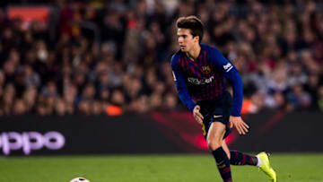 BARCELONA, SPAIN - DECEMBER 05: Riqui Puig of FC Barcelona conducts the ball during the Copa del Rey fourth round second leg match between FC Barcelona and Cultural Leonesa at Camp Nou on December 05, 2018 in Barcelona, Spain. (Photo by Alex Caparros/Getty Images)
