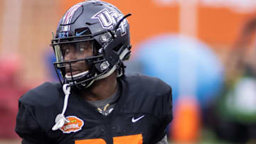 Jan 26, 2021; Mobile, Alabama, USA; American defensive back Richie Grant of Central Florida (27) drills during National team practice during the 2021 Senior Bowl week. Mandatory Credit: Vasha Hunt-USA TODAY Sports