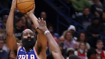 James Harden, Philadelphia 76ers. Zion Williamson, New Orleans Pelicans. (Photo by Jonathan Bachman/Getty Images)