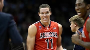 Feb 22, 2014; Boulder, CO, USA; Arizona Wildcats forward Aaron Gordon (11) to the win over the Colorado Buffaloes at the Coors Events Center. Mandatory Credit: The Arizona Wildcats defeated the Colorado Buffaloes 88-61. Ron Chenoy-USA TODAY Sports