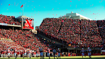 LINCOLN, NE - NOVEMBER 26: A release of balloons into the November sky celebrates Nebrask'a first touchdown of the game against the Colorado Buffaloes during their game at Memorial Stadium on November 26, 2010 in Lincoln, Nebraska. Nebraska defeated Colorado 45-17 (Photo by Eric Francis/Getty Images)