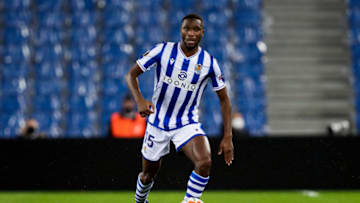 SAN SEBASTIAN, SPAIN - NOVEMBER 5: Modibo Sagnan of Real Sociedad during the UEFA Europa League match between Real Sociedad v AZ Alkmaar at the Estadio Anoeta on November 5, 2020 in San Sebastian Spain (Photo by David S. Bustamante/Soccrates/Getty Images)