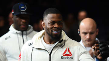 WINNIPEG, CANADA - DECEMBER 16: Oluwale Bamgbose prepares to enter the Octagon before facing Alessio Di Chirico of Italy in their middleweight bout during the UFC Fight Night event at Bell MTS Place on December 16, 2017 in Winnipeg, Manitoba, Canada. (Photo by Josh Hedges/Zuffa LLC/Zuffa LLC via Getty Images)