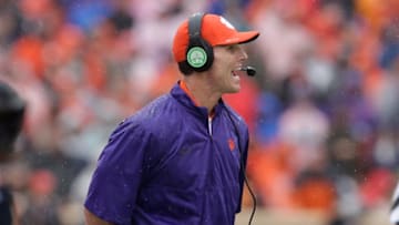 CLEMSON, SC - OCTOBER 10: Defensive Coordinator Brent Venables of the Clemson Tigers calls out a play during the game against the Georgia Tech Yellow Jackets at Memorial Stadium on October 10, 2015 in Clemson, South Carolina. (Photo by Tyler Smith/Getty Images)