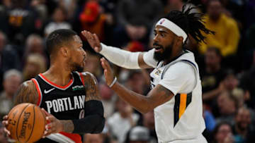 Mike Conley, Utah Jazz. Damian Lillard, Portland Trail-Blazers. (Photo by Alex Goodlett/Getty Images)