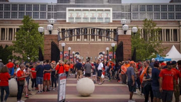 CHAMPAIGN, IL - SEPTEMBER 21: A general view of Illinois Fighting Illini fans tailgating before the game against the Nebraska Cornhuskers at Memorial Stadium on September 21, 2019 in Champaign, Illinois. (Photo by Michael Hickey/Getty Images)