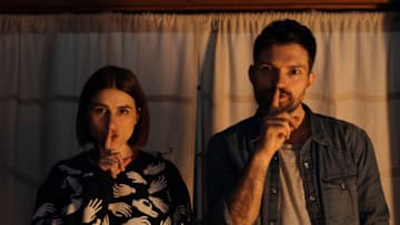 Aya Cash and Josh Ruben in the Shudder Original SCARE ME, premiering October 1. Image courtesy Shudder
