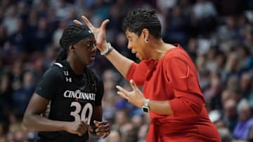 Cincinnati Bearcats head coach Michelle Clark-Heard during game against UConn Huskies. USA Today.