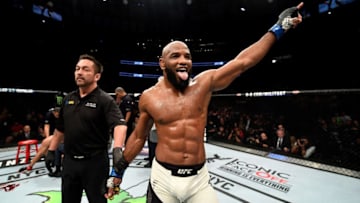 NEW YORK, NY - NOVEMBER 12: Yoel Romero of Cuba reacts after his KO victory over Chris Weidman of the United States (not pictured) in their middleweight bout during the UFC 205 event at Madison Square Garden on November 12, 2016 in New York City. (Photo by Jeff Bottari/Zuffa LLC/Zuffa LLC via Getty Images)
