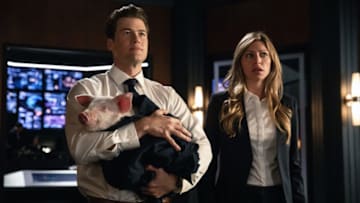 DC's Legends of Tomorrow -- "Witch Hunt" -- Image Number: LGN402a_0059b.jpg -- Pictured (L-R): Nick Zano as Nate Heywood/Steel and Jes Macallan as Ava Sharpe -- Photo: Jack Rowand/The CW -- ÃÂ© 2018 The CW Network, LLC. All Rights Reserved.