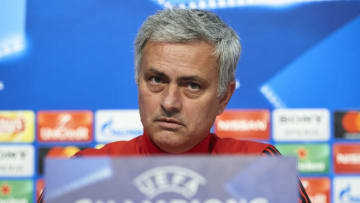 SEVILLE, SPAIN - FEBRUARY 20: Jose Mourinho of Manchester United attends the press conference prior to their UEFA Champions match against Sevilla FC at Estadio Ramon Sanchez Pizjuan on February 20, 2018 in Seville, Spain. (Photo by Aitor Alcalde/Getty Images)