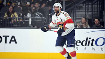 LAS VEGAS, NV - FEBRUARY 28: Aaron Ekblad #5 of the Florida Panthers skates during the first period against the Vegas Golden Knights at T-Mobile Arena on February 28, 2019 in Las Vegas, Nevada. (Photo by Jeff Bottari/NHLI via Getty Images)