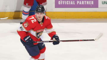 SUNRISE, FL - MARCH 10: Frank Vatrano #72 of the Florida Panthers skates during the game against the New York Ranger at the BB&T Center on March 10, 2018 in Sunrise, Florida. Vatrano is playing in his first game with the Panthers after being traded from Boston. (Photo by Joel Auerbach/Getty Images)