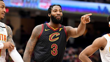 CLEVELAND, OHIO - FEBRUARY 12: Andre Drummond #3 of the Cleveland Cavaliers reacts to the Atlanta Hawks bench during the second half at Rocket Mortgage Fieldhouse on February 12, 2020 in Cleveland, Ohio. The Cavaliers defeated the Hawks 129-105. NOTE TO USER: User expressly acknowledges and agrees that, by downloading and/or using this photograph, user is consenting to the terms and conditions of the Getty Images License Agreement. (Photo by Jason Miller/Getty Images)