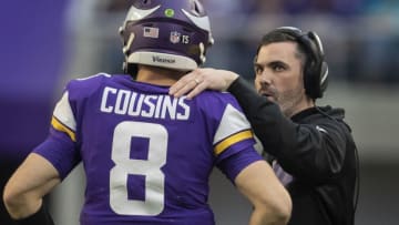 Fantasy football: Vikings interim offensive coordinators Kevin Stefanski talked with Kirk Cousins in the forth quarter at U.S. Bank Stadium Sunday December 16, 2018 in Minneapolis, MN.] The Minnesota Vikings beat the Miami Dolphins 41-17 at U.S. Bank Stadium. Jerry Holt ‚Ä¢ Jerry.holt@startribune.com(Photo By Jerry Holt/Star Tribune via Getty Images)