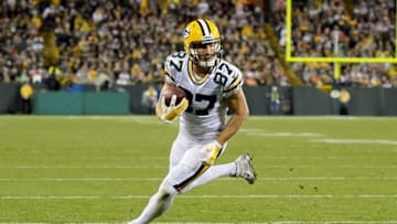 GREEN BAY, WI - SEPTEMBER 28: Jordy Nelson #87 of the Green Bay Packers runs with the ball in the third quarter against the Chicago Bears at Lambeau Field on September 28, 2017 in Green Bay, Wisconsin. (Photo by Stacy Revere/Getty Images)