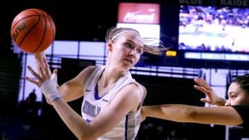 MTSU forward Kseniya Malashka (5) gets ready to go up for a shot as Vanderbilt forward Sacha Washington (35) guards her during the third round of the Women's National Invitation Tournament, on Thursday, March 24, 2022, at Murphy Center in Murfreesboro, Tenn.22 Mtsu V Vandy Wnit