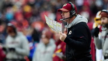 LANDOVER, MD - DECEMBER 24: Washington Redskins head coach Jay Gruden calls a play in the fourth quarter against the Denver Broncos at FedExField on December 24, 2017 in Landover, Maryland. (Photo by Patrick McDermott/Getty Images)