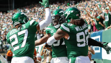 EAST RUTHERFORD, NJ - SEPTEMBER 08: The New York Jets after New York Jets Linebacker C.J. Mosley (57) returns an interception for a touchdown during the first quarter of the National Football League game between the Buffalo Bills and the New York Jets on September 8, 2019 at MetLife Stadium in East Rutherford, NJ. (Photo by Joshua Sarner/Icon Sportswire via Getty Images)