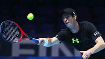 LONDON, ENGLAND - NOVEMBER 11: Andy Murray of Great Britain in action during a training session prior to the Nitto ATP World Tour Finals at O2 Arena on November 11, 2017 in London, England. (Photo by Clive Brunskill/Getty Images)