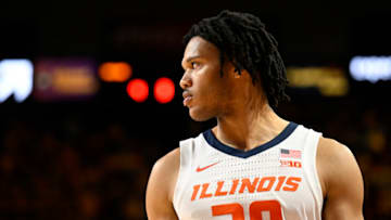 COLLEGE PARK, MARYLAND - DECEMBER 02: Ty Rodgers #20 of the Illinois Fighting Illini plays against the Maryland Terrapins at Xfinity Center on December 02, 2022 in College Park, Maryland. (Photo by G Fiume/Getty Images)
