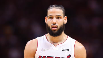 Caleb Martin #16 of the Miami Heat looks on against the Chicago Bulls(Photo by Michael Reaves/Getty Images)