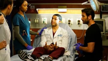 CHICAGO MED -- "Mountains and Molehills" Episode 305 -- Pictured: (l-r) Yaya DaCosta as April Sexton, Roland Buck III as Noah Sexton, Colin Donnell as Connor Rhodes -- (Photo by Elizabeth Sisson/NBC)