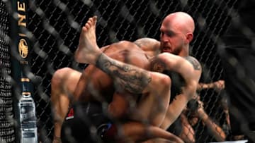 LAS VEGAS, NEVADA - JANUARY 18: Brian Kelleher (top) grapples with Ode’ Osbourne in a bantamweight bout during UFC 246 at T-Mobile Arena on January 18, 2020 in Las Vegas, Nevada. Kelleher won by submission in the first round. (Photo by Steve Marcus/Getty Images)
