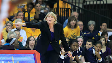 SPT bgwomen13p UT associate head coach Vicki Hall working from the bench. The Bowling Green State University women's basketball team host the University of Toledo's team in Bowling Green, Ohio on January 13, 2013. The Blade/Jetta Fraser