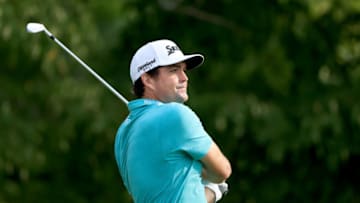 Former St. John's golf star Keegan Bradley watches his shot at the Memorial Tournament. (Photo by Sam Greenwood/Getty Images)