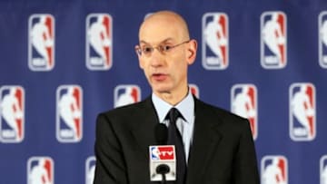 p Apr 29, 2014; New York, NY, USA; NBA commissioner Adam Silver addresses the media regarding the investigation involving Los Angeles Clippers owner Donald Sterling (not pictured) at New York Hilton Midtown. Mandatory Credit: Andy Marlin-USA TODAY Sports