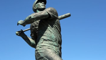 SAN FRANCISCO, CA - JUNE 26: A general view of the Willie McCovey statue ahead of a game between the Colorado Rockies and the San Francisco Giants at AT&T Park on Tuesday, June 26, 2018 in San Francisco, California. (Photo by Alex Trautwig/MLB Photos via Getty Images)
