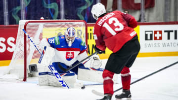 HELSINKI, FINLAND - MAY 18: Nico Hischier of Switzerland in action during the 2022 IIHF Ice Hockey World Championship match between Switzerland and Slovakia at Helsinki Ice Hall on May 18, 2022 in Helsinki, Finland. (Photo by Jari Pestelacci/Eurasia Sport Images/Getty Images)