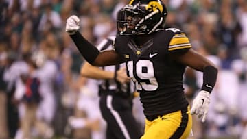 Dec 5, 2015; Indianapolis, IN, USA; Iowa Hawkeyes defensive back Miles Taylor (19) against the Michigan State Spartans in the Big Ten Conference football championship game at Lucas Oil Stadium. Mandatory Credit: Aaron Doster-USA TODAY Sports