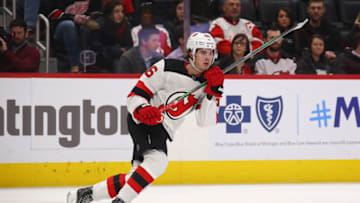 DETROIT, MICHIGAN - FEBRUARY 25: Jack Hughes #86 of the New Jersey Devils skates against the Detroit Red Wings at Little Caesars Arena on February 25, 2020 in Detroit, Michigan. (Photo by Gregory Shamus/Getty Images)